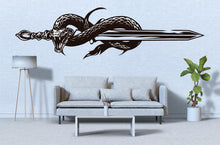 Load image into Gallery viewer, Snake Sword Wall Decal Peel And Stick Serpent Sword Wall Art Fantasy Gothic Wall Sticker