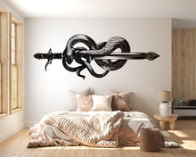 Load image into Gallery viewer, Snake Sword Wall Decal Peel And Stick Serpent Blade Wall Art Gothic Fantasy Wall Sticker