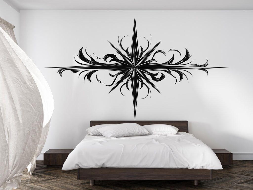Compass Wall Decal Tribal Compass Rose Wall Art Peel And Stick Compass Star Wall Sticker Modern Minimalist Home Decor