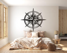 Load image into Gallery viewer, Large Compass Rose Wall Decal, Nautical Wall Sticker, Modern Compass Wall Art, Adventure Wall Decor, Minimalist Travel Wall Decal