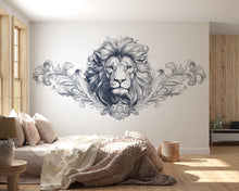 Load image into Gallery viewer, Large Lion Wall Decal, Regal Lion Wall Art Sticker, Elegant Lion Wall Decor, Modern Animal Wall Decal, Luxury Bedroom Statement Wall