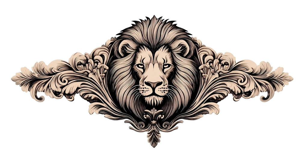 Large Ornate Lion Wall Decal, Elegant Lion Wall Art Sticker, Luxury Animal Wall Decor, Regal Lion Wall Decal, Modern Statement Wall