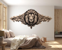 Load image into Gallery viewer, Large Ornate Lion Wall Decal, Elegant Lion Wall Art Sticker, Luxury Animal Wall Decor, Regal Lion Wall Decal, Modern Statement Wall