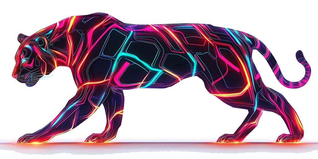 Neon Panther Wall Decal, Futuristic Panther Wall Art Sticker, Cyberpunk Animal Wall Decor, Neon Wall Art, Modern Statement Wall Decal