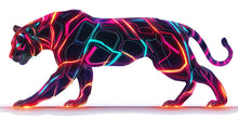 Load image into Gallery viewer, Neon Panther Wall Decal, Futuristic Panther Wall Art Sticker, Cyberpunk Animal Wall Decor, Neon Wall Art, Modern Statement Wall Decal