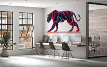 Load image into Gallery viewer, Neon Panther Wall Decal, Futuristic Panther Wall Art Sticker, Cyberpunk Animal Wall Decor, Neon Wall Art, Modern Statement Wall Decal