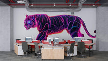 Load image into Gallery viewer, Neon Tiger Wall Decal, Futuristic Tiger Wall Art Sticker, Cyberpunk Animal Wall Decor, Neon Wall Art, Modern Statement Wall Decal