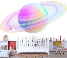 Load image into Gallery viewer, Pastel Planet Wall Art, Rainbow Saturn Nursery Decor, Space Wall Art for Kids, Cute Galaxy Nursery Art, Modern Kids Room Decor 137mv