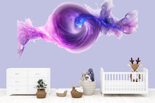 Load image into Gallery viewer, Purple Galaxy Nursery Wall Art, Abstract Space Wall Decor, Dreamy Kids Room Art, Cosmic Nursery Art, Modern Nursery Decor 138mv