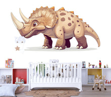 Load image into Gallery viewer, Triceratops Nursery Wall Art, Cute Dino Wall Decor, Pastel Dinosaur Art, Kids Room Dinosaur Mural, Baby Room Decor 142mv