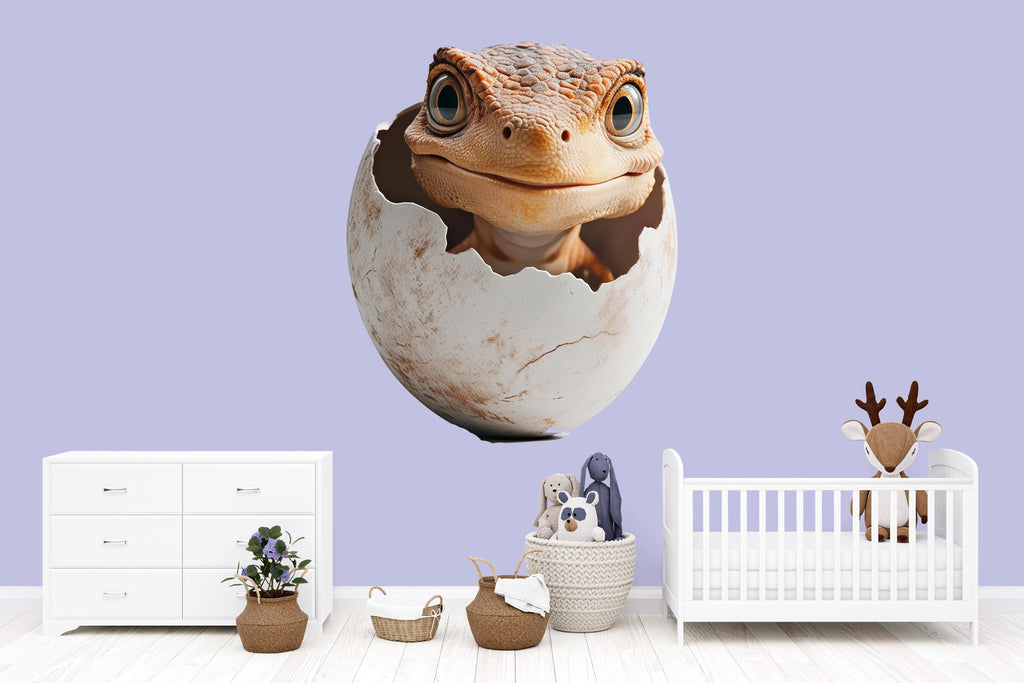Baby Dinosaur Nursery Wall Art, Cute Dino Egg Wall Decor, Hatching Dinosaur Art, Kids Room Dinosaur Decor, Baby Room Art 146mv