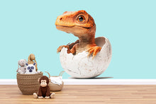 Load image into Gallery viewer, Baby Dinosaur Wall Art, Hatching Dino Nursery Decor, Cute Dinosaur Egg Art, Kids Room Dino Wall Mural, Nursery Wall Decor 147mv