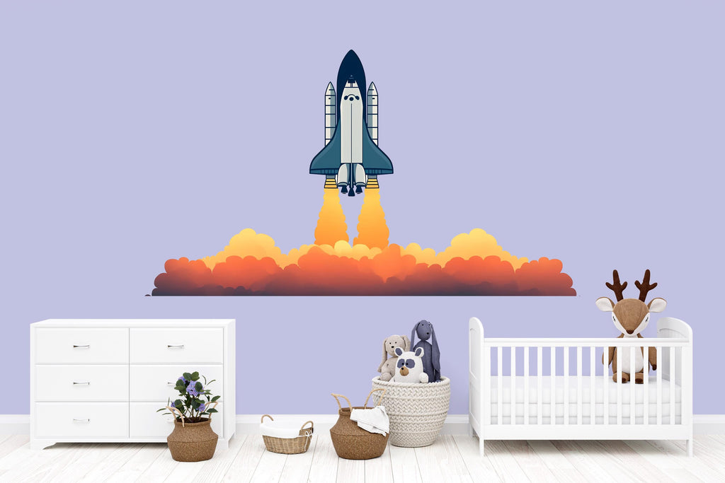 Rocket Ship Wall Art, Space Nursery Decor, Kids Rocket Room Art, Space Wall Decor 158mv