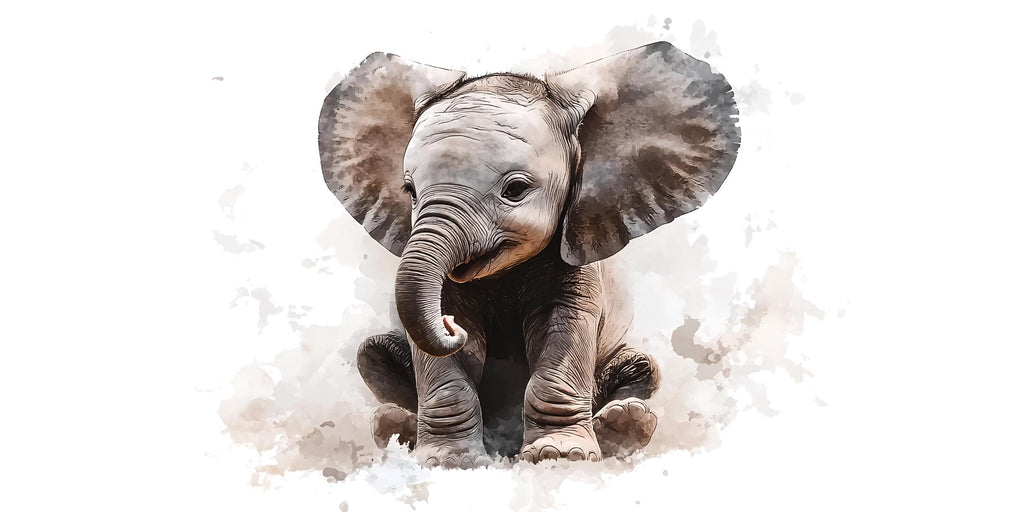Baby Elephant Wall Art, Elephant Nursery Decor, Neutral Safari Nursery Art 161mv