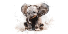 Load image into Gallery viewer, Baby Elephant Wall Art, Elephant Nursery Decor, Neutral Safari Nursery Art 161mv