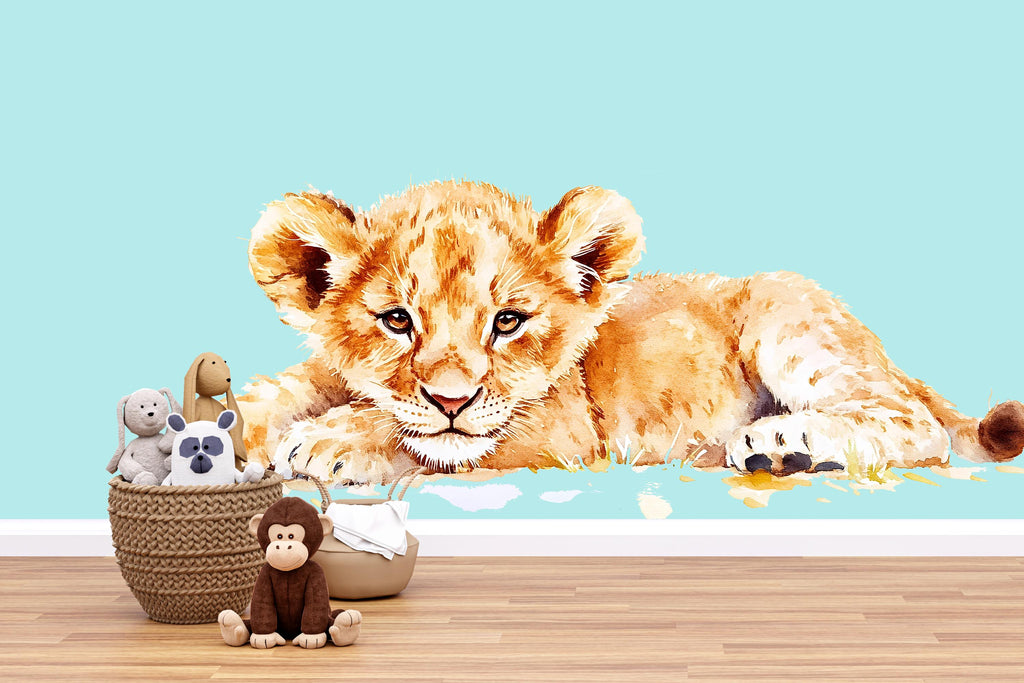 Baby Lion Wall Art, Lion Nursery Decor, Safari Kids Room Art 164mv