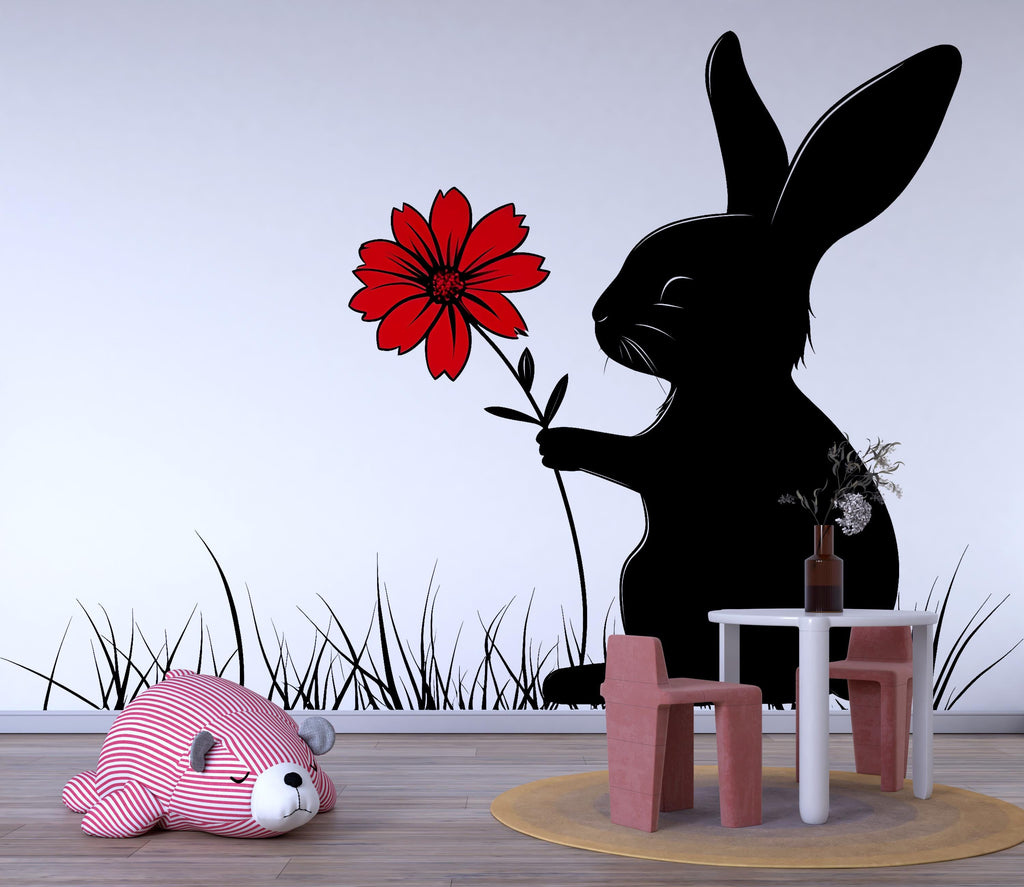 Bunny Wall Art, Rabbit Nursery Decor, Minimal Animal Wall Art 168mv