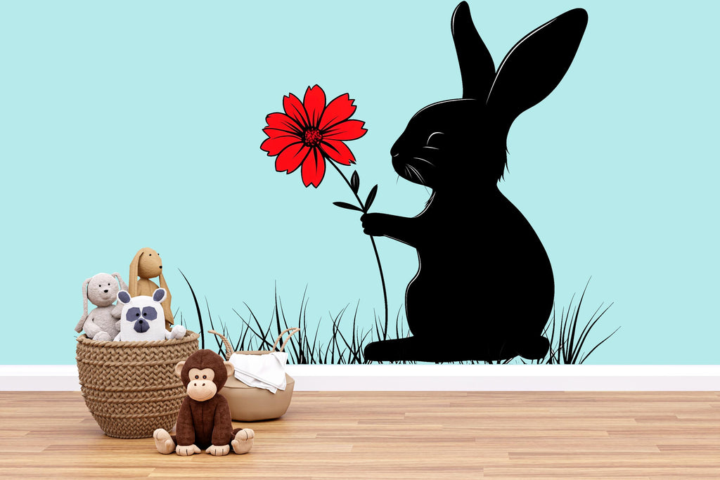Bunny Wall Art, Rabbit Nursery Decor, Minimal Animal Wall Art 168mv
