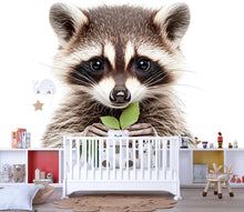 Load image into Gallery viewer, Cute Raccoon Wall Art, Raccoon Nursery Decor, Woodland Animal Art 172mv
