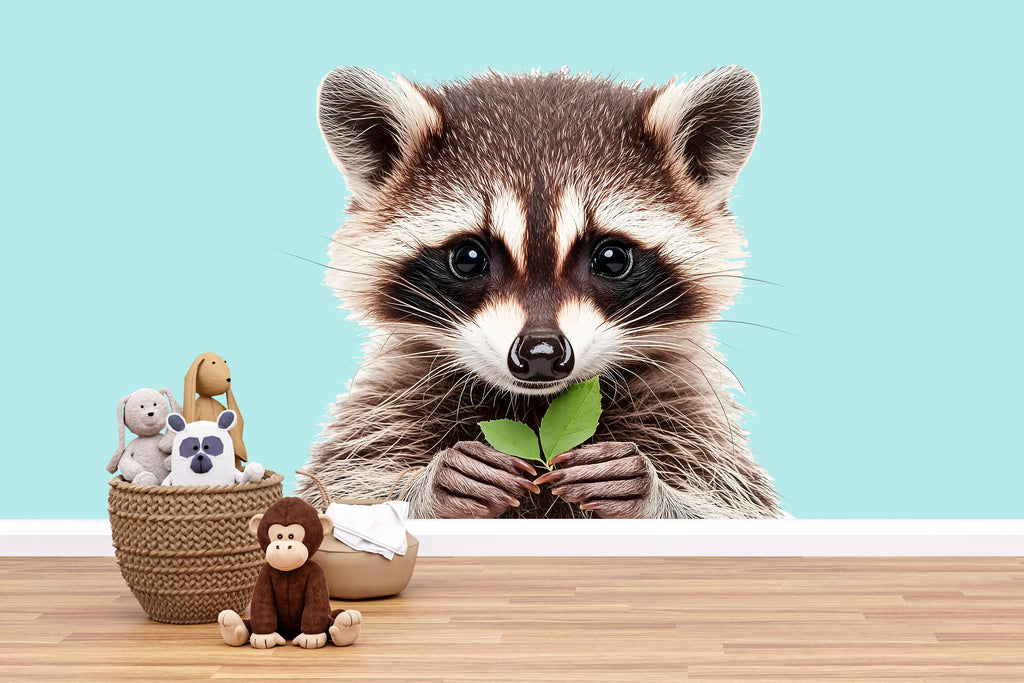 Cute Raccoon Wall Art, Raccoon Nursery Decor, Woodland Animal Art 172mv