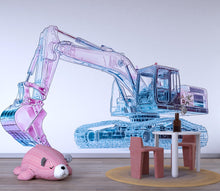 Load image into Gallery viewer, Futuristic Excavator Wall Art, Robot Construction Nursery Decor, Modern Digger Kids Room Art 182mv