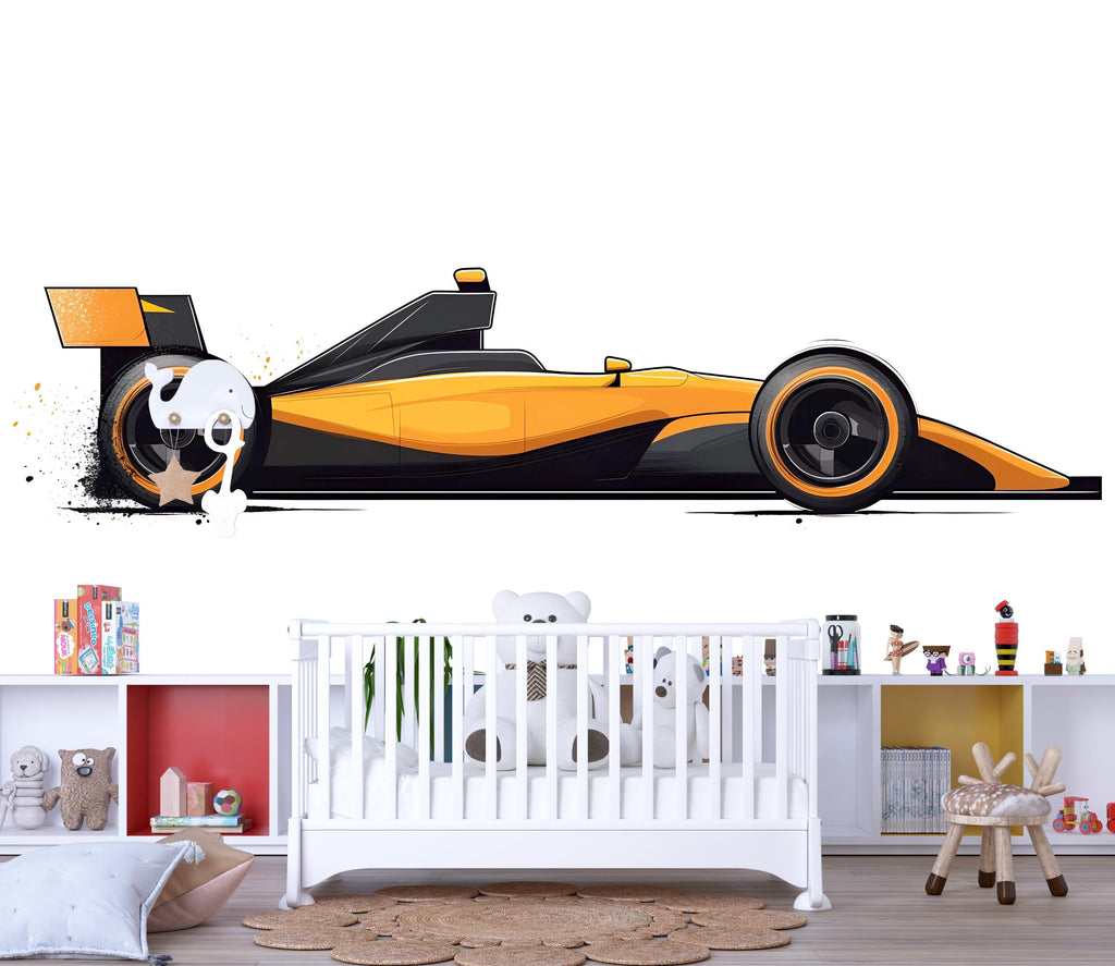 Race Car Wall Art for Kids, Modern Car Nursery Decor, Racing Car Kids Room Art 183mv