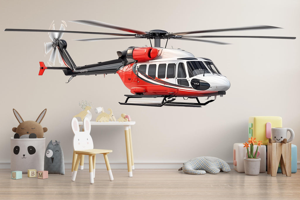 Rescue Helicopter Wall Art, Helicopter Nursery Decor, Kids Room Helicopter Art, Emergency Vehicle Wall Art 188mv