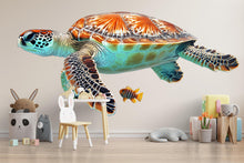 Load image into Gallery viewer, Sea Turtle Wall Decal for Nursery, Ocean Turtle Wall Art, Realistic Sea Turtle Wall Sticker, Baby Room Decor 197mv
