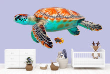 Load image into Gallery viewer, Sea Turtle Wall Decal for Nursery, Ocean Turtle Wall Art, Realistic Sea Turtle Wall Sticker, Baby Room Decor 197mv