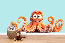 Load image into Gallery viewer, Cute Octopus Wall Decal for Nursery, Smiling Octopus Nursery Decor, Ocean Animal Wall Sticker, Baby Room Wall Art 198mv