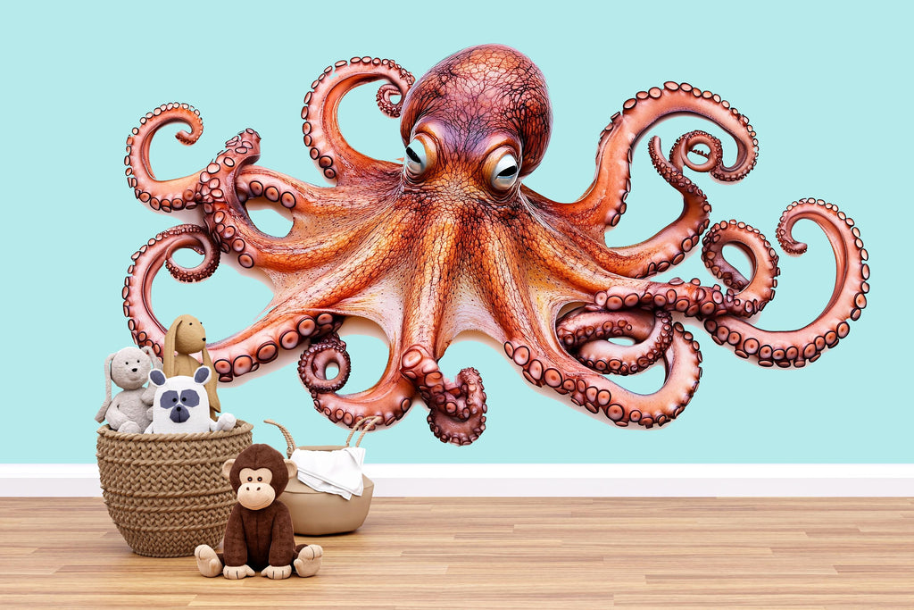 Realistic Octopus Wall Decal for Nursery, Ocean Octopus Wall Art, Underwater Animal Wall Sticker, Kids Room Decor 199mv