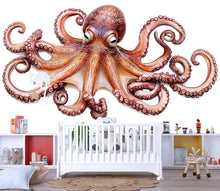Load image into Gallery viewer, Realistic Octopus Wall Decal for Nursery, Ocean Octopus Wall Art, Underwater Animal Wall Sticker, Kids Room Decor 199mv