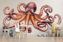 Load image into Gallery viewer, Realistic Octopus Wall Decal for Nursery, Ocean Octopus Wall Art, Underwater Animal Wall Sticker, Kids Room Decor 199mv