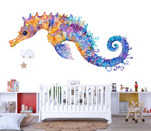 Load image into Gallery viewer, Watercolor Seahorse Wall Decal for Nursery, Colorful Seahorse Nursery Decor, Ocean Animal Wall Sticker, Baby Room Art 204mv