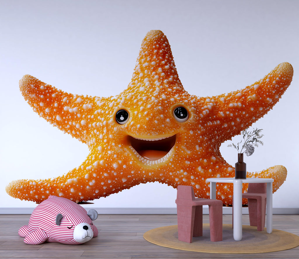 Cute Starfish Wall Decal for Nursery, Smiling Starfish Nursery Decor, Ocean Animal Wall Sticker, Kids Room Wall Art 206mv
