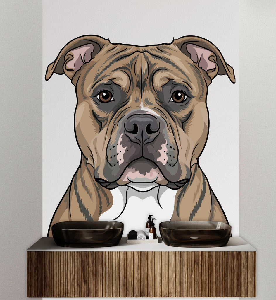 Pitbull Dog Wall Decal - Dog lover Vinyl Decor, Pitbull art, Bathroom decal