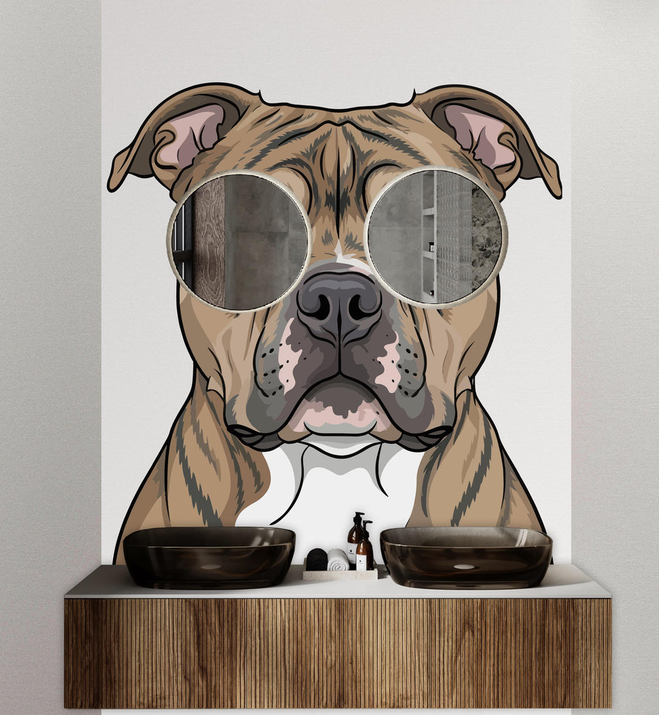 Pitbull Dog Wall Decal - Dog lover Vinyl Decor, Pitbull art, Bathroom decal