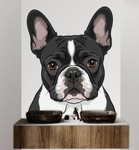 Load image into Gallery viewer, French Bulldog Wall Decal, Modern Dog Bathroom Wall Art, Black and White Frenchie Mural, Pet Lover Home Decor, Nursery or Bathroom Vinyl