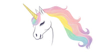 Load image into Gallery viewer, Unicorn Wall Mural, Rainbow Mane Unicorn, Nursery Wall Decor, Kids Room Art 217mv