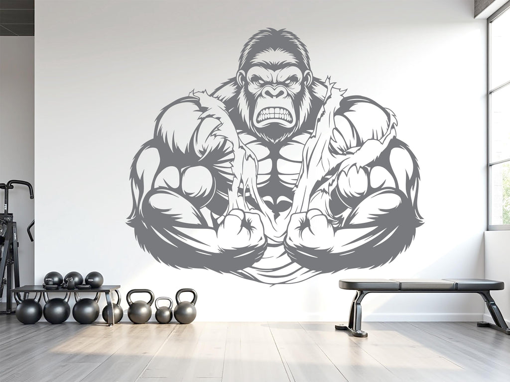 Gorilla Gym Wall Decor No Pain No Gain Fitness Wall Art Gym Wall Decals Gorilla Wall Decal Crossfit Gifts Home Gym Sticker Gym 1029RS