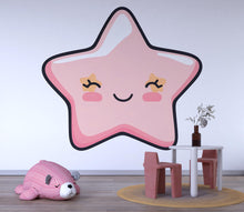 Load image into Gallery viewer, Cute Star Nursery Wall Decal, Kawaii Star Wall Art, Baby Room Wall Decor, Pastel Kids Room Decor, Nursery Wall Sticker 218mv