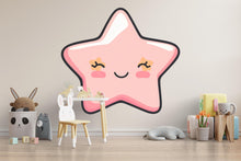 Load image into Gallery viewer, Cute Star Nursery Wall Decal, Kawaii Star Wall Art, Baby Room Wall Decor, Pastel Kids Room Decor, Nursery Wall Sticker 218mv