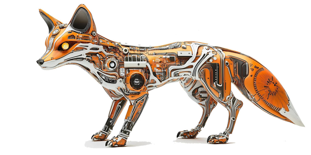 Cyber Fox Wall Decal, Futuristic Fox Wall Art Sticker, Robotic Animal Wall Decor, Tech Fox Wall Art, Modern Statement Wall Decal