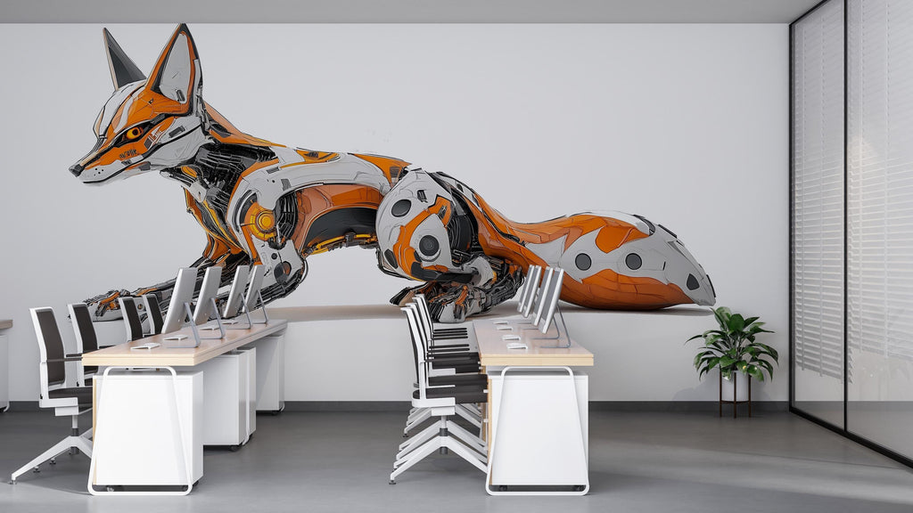 Cyber Fox Wall Decal, Futuristic Fox Wall Art Sticker, Robotic Animal Wall Decor, Tech Fox Wall Art, Modern Statement Wall Decal