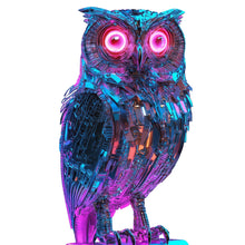 Load image into Gallery viewer, Cyber Owl Wall Decal, Futuristic Owl Wall Art Sticker, Neon Owl Wall Decor, Robotic Animal Wall Art, Modern Statement Wall Decal