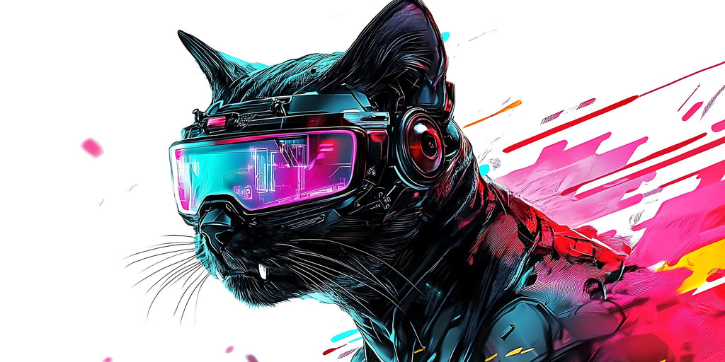 Cyber Dog Wall Decal, Futuristic Dog Wall Art Sticker, Neon Dog Wall Decor, Tech Animal Wall Art, Modern Statement Wall Decal
