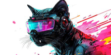 Load image into Gallery viewer, Cyber Dog Wall Decal, Futuristic Dog Wall Art Sticker, Neon Dog Wall Decor, Tech Animal Wall Art, Modern Statement Wall Decal