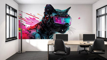 Load image into Gallery viewer, Cyber Dog Wall Decal, Futuristic Dog Wall Art Sticker, Neon Dog Wall Decor, Tech Animal Wall Art, Modern Statement Wall Decal