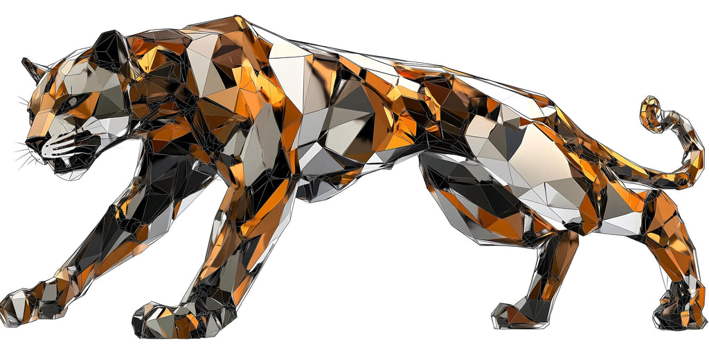 Geometric Panther Wall Decal, Modern Panther Wall Art Sticker, Abstract Big Cat Wall Decor, Polygon Animal Wall Art, Office Statement Wall