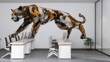 Load image into Gallery viewer, Geometric Panther Wall Decal, Modern Panther Wall Art Sticker, Abstract Big Cat Wall Decor, Polygon Animal Wall Art, Office Statement Wall